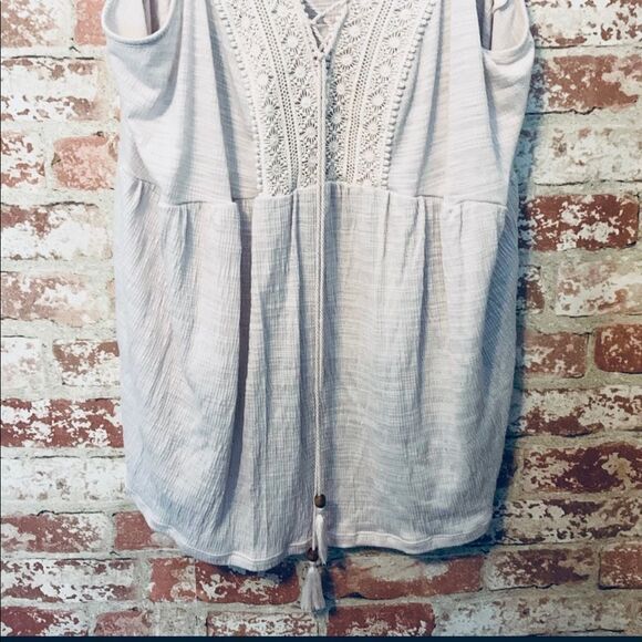 Cream Cotton Blend Bohemian Sleeveless Top Size 20 - Picture 4 of 13